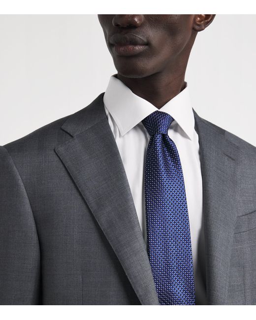 Eton of Sweden Blue Silk Geometric Tie for men
