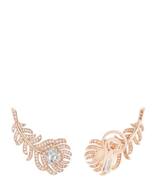 Boucheron Metallic Small Rose Plume Da Paon Ear Clips