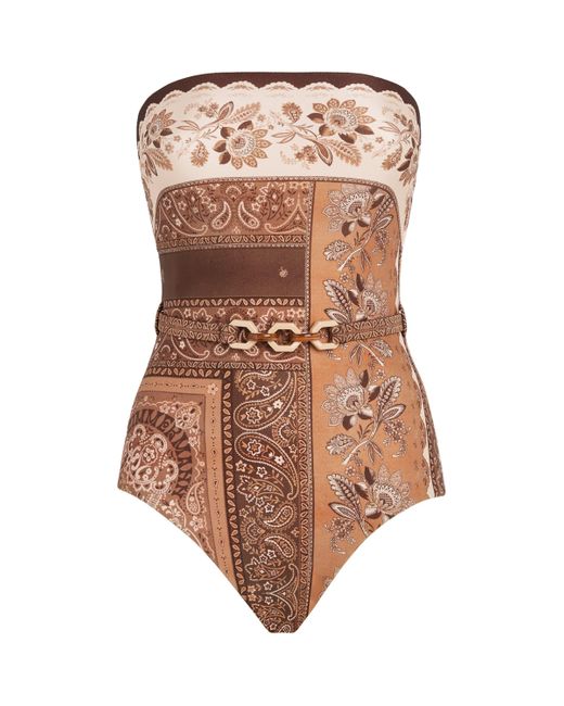 Zimmermann Brown Paisley Lucky Swimsuit