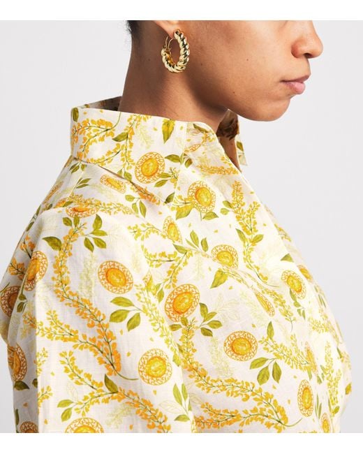 VERANDAH Metallic Linen-Cotton Floral Shirt