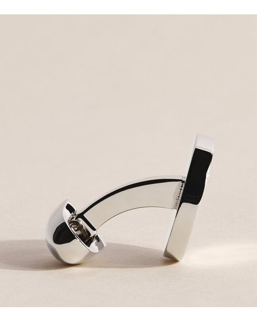 Babette Wasserman Natural Rhodium-Plated Halfpenny Cufflinks for men