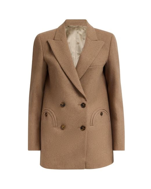 Blazé Milano Brown Virgin Wool-Cashmere Everyday Double-Breasted Blazer