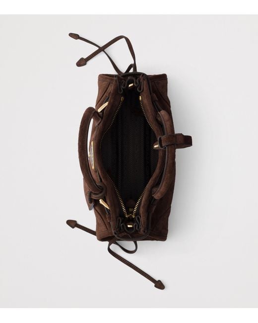 Prada Brown Mini Suede Bonnie Top-Handle Bag