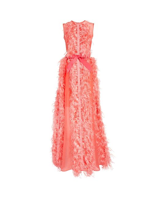 Huishan Zhang Organza Ostrich-feather Beau Gown in Pink | Lyst