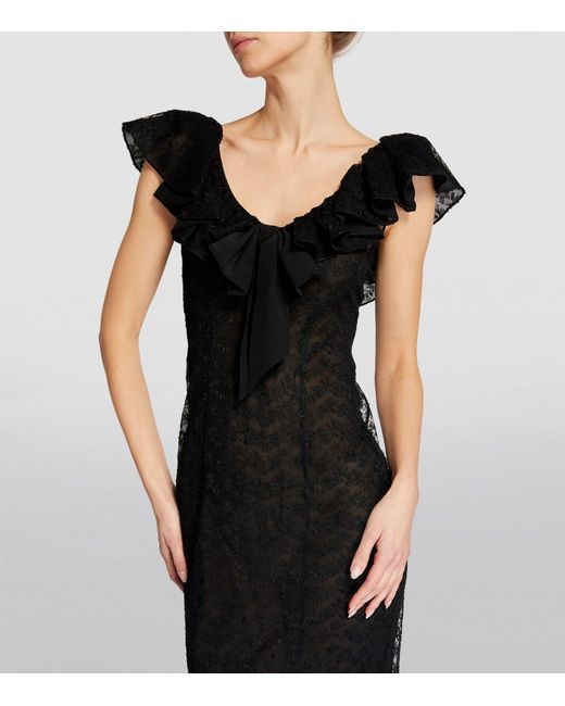 Alessandra Rich Black Lace Maxi Dress