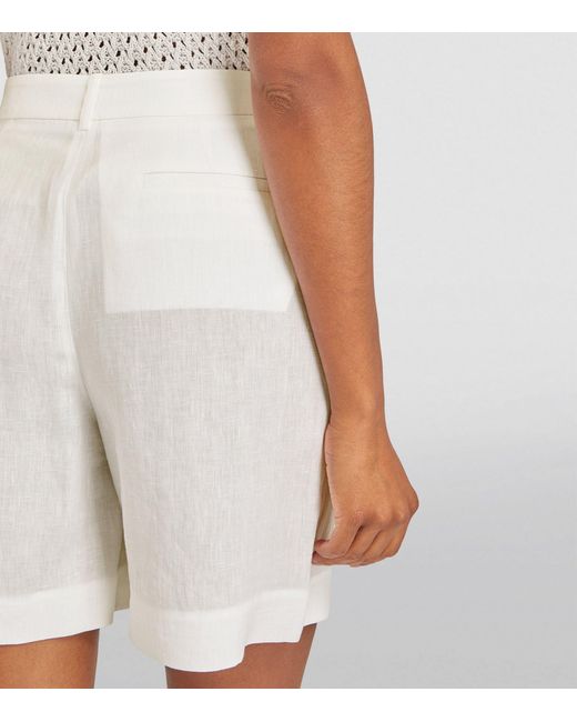 Eleventy White Linen Tailored Shorts