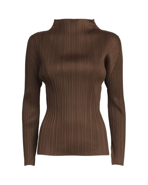 Pleats Please Issey Miyake Brown New Colorful Basics Long-Sleeve Top