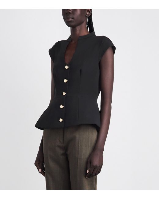 Sandro Black Button-Up Peplum Top