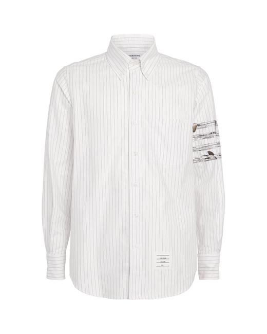Thom Browne White Cotton Embroidered Geese Shirt for men