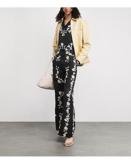 Claudie Pierlot Black Floral Wide-Leg Tailored Trousers