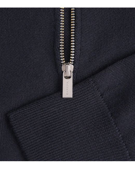 Barena Blue Merino Quarter-Zip Sweater for men