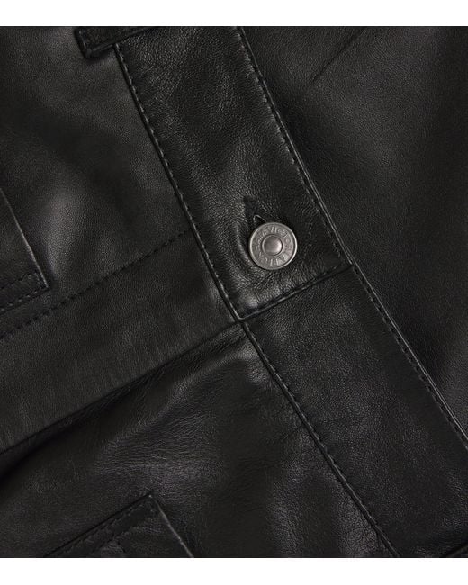 Victoria Beckham Gray Leather Alina Trousers
