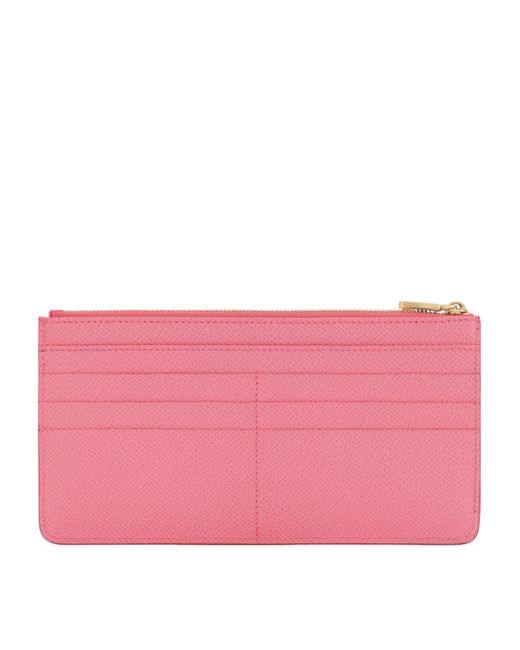 Dolce & Gabbana Pink Calfskin Dauphine Card Holder