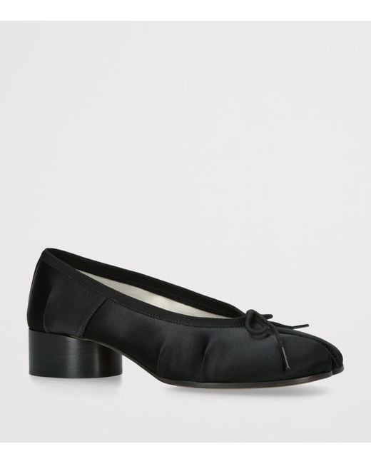 Maison Margiela Black Satin Tabi Ballerina Pumps 30