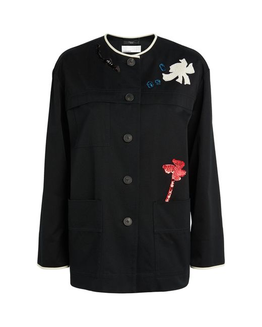 Weekend by Maxmara Black Cotton Embellished Jacket