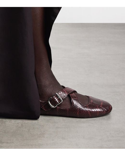 Alaïa Red Snakeskin Criss-Cross Ballet Flats