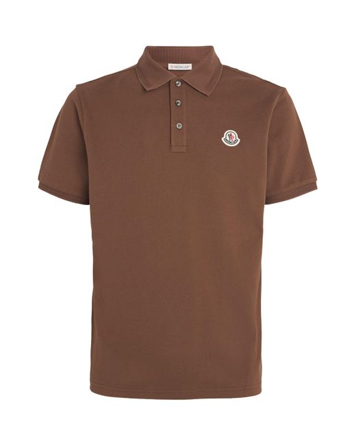 Moncler Brown Piqué Cotton Logo Polo Shirt for men