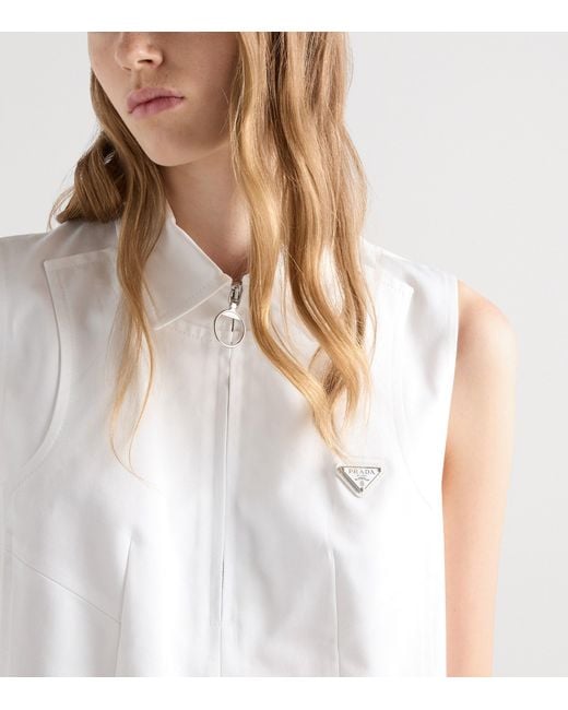 Prada White Cotton Mini Dress