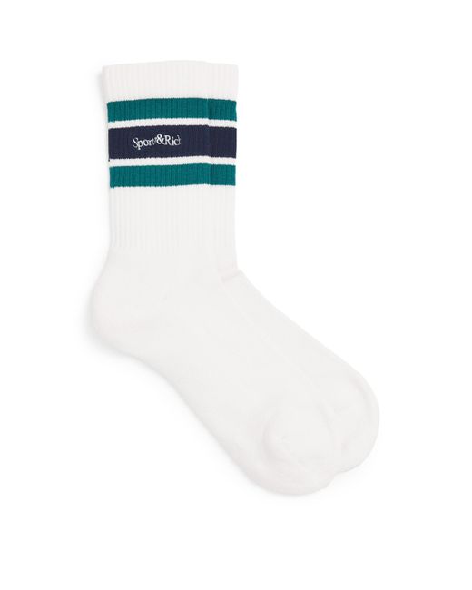 Sporty & Rich White Cotton-Blend Striped Srhwc Socks