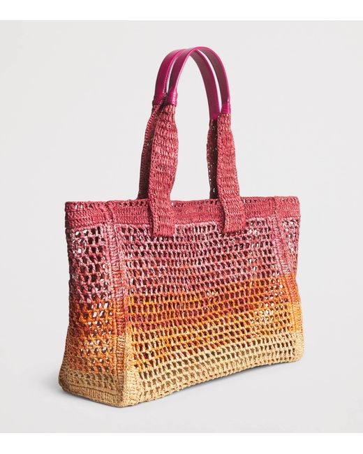Chloé Red Raffia Summer Banana East-West Tote Bag
