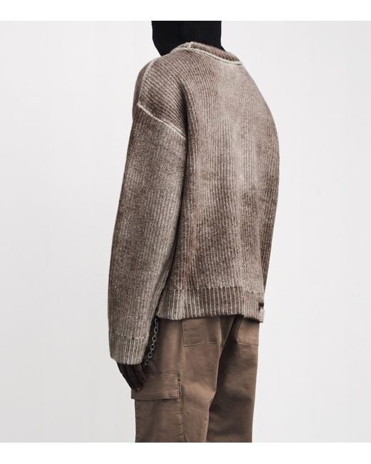 Represent Brown Wool Distressed Sweater for men