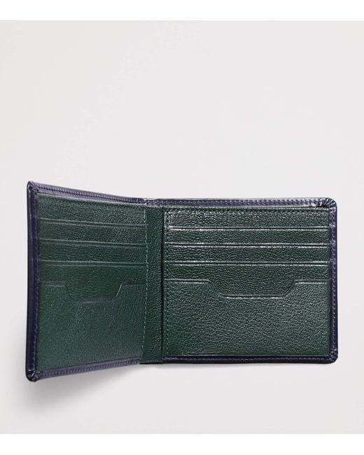 Swaine Blue Leather Bifold Wallet for men