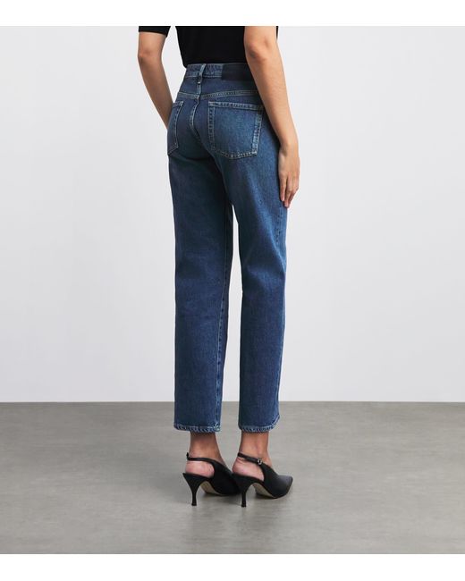 7 For All Mankind Blue Calie Mid-Rise Straight Jeans