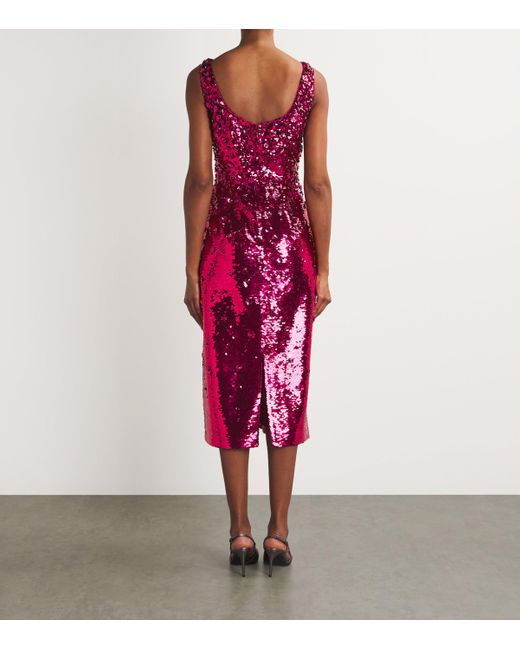 Carolina Herrera Purple Embellished Midi Dress