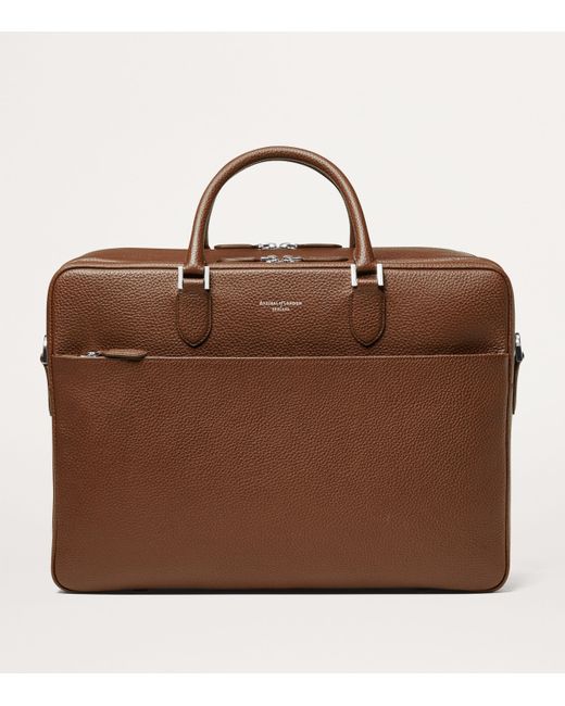 Aspinal Brown Leather 48 Hour Mount Street Travel Bag