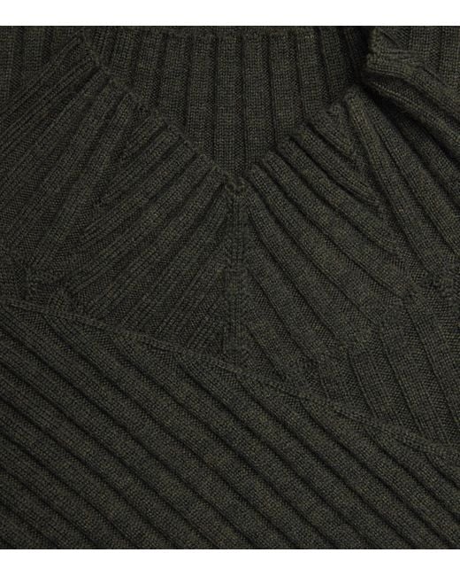 Victoria Beckham Black Merino Ribbed Sweater