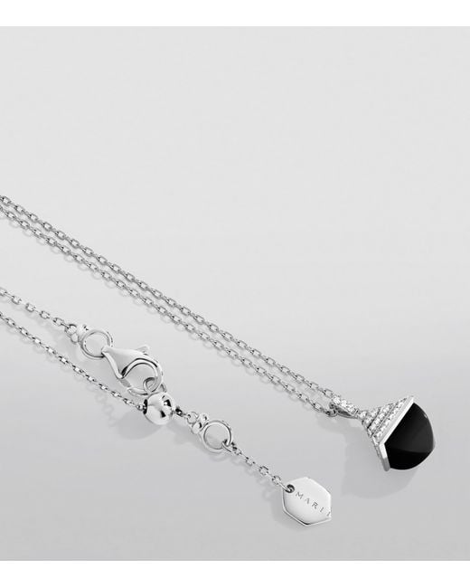 Marli New York White Mini, Diamond And Onyx Cleo Rev Pendant Necklace