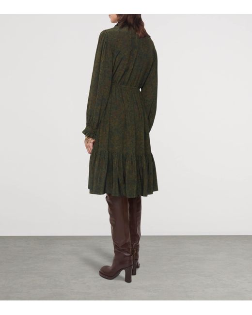 green emerald velvet dress Burberry Cedar Green Silk-satin Lace-trimmed Mini Dress main image 0