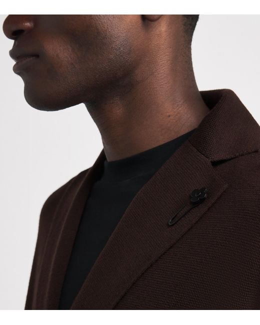 Lardini Brown Virgin Wool Double-Breasted Cardigan for men