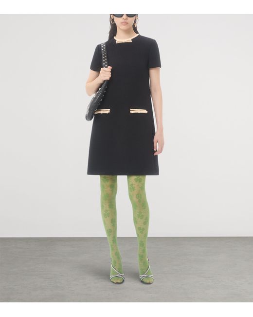 Valentino Black Wool-Blend Mini Dress