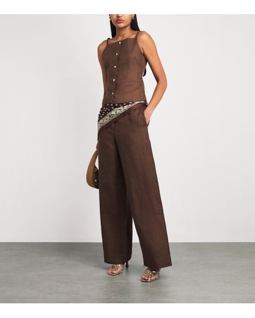 Maje Brown Linen Tank Top