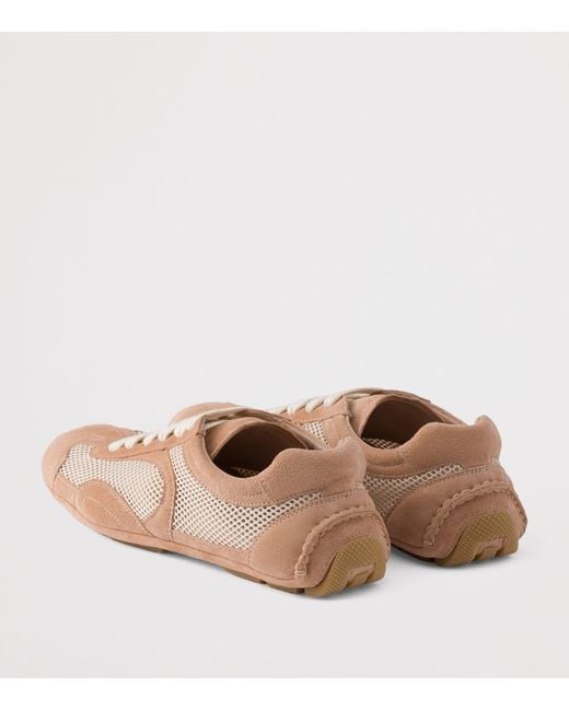 Prada Pink Suede And Mesh Montecarlo Re-Edition 2005 Sneakers