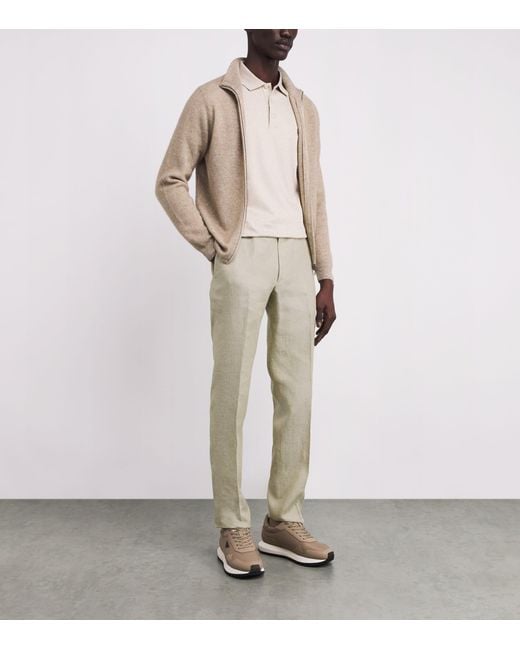 FIORONI CASHMERE Natural Linen Drawstring Trousers for men