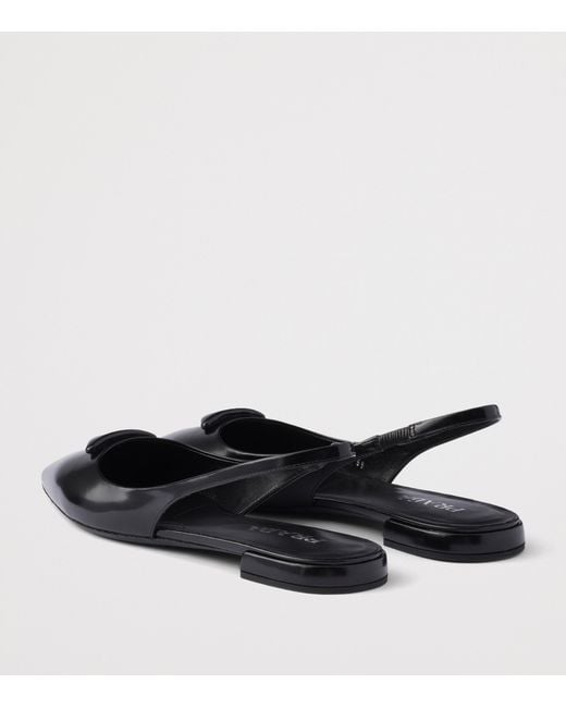 Prada Blue Brushed Leather Slingback Ballet Flats 10