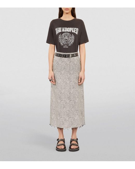 The Kooples Gray Leopard Print Maxi Skirt