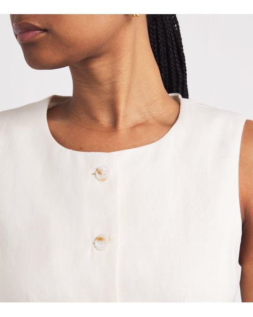 Posse White Linen Matilda Tailored Top