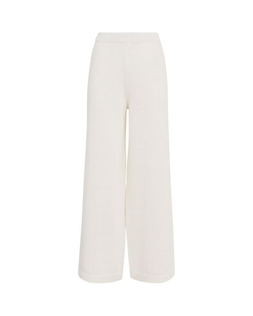 Iris Von Arnim White Knitted Payten Wide-Leg Trousers
