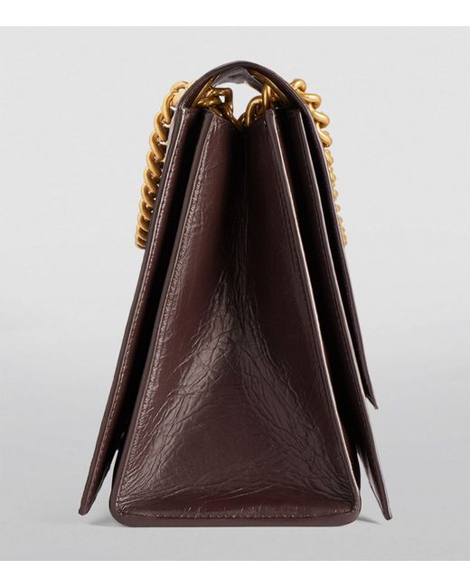 Balenciaga Brown Patent Calfskin S Hourglass Top-handle Bag