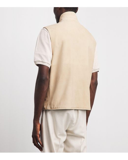 Ralph Lauren Natural Lambskin-Silk-Linen Reversible Gilet for men