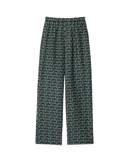 Burberry Green Silk Printed Trousers