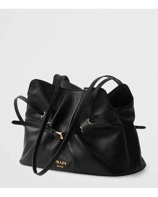 Prada Black Small Dada Leather Shoulder Bag
