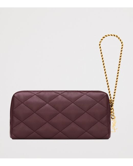 Saint Laurent Purple Matelassé Chain Wallet