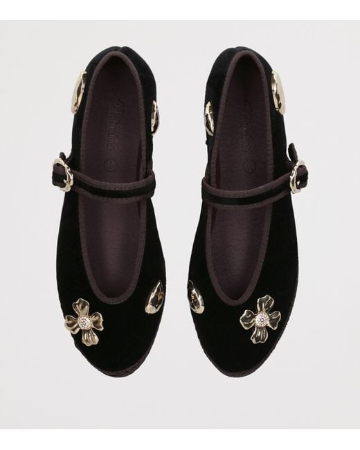 Flabelus Black Velvet Mae Pierre Mary Jane Flats