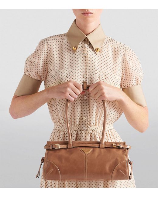 Prada Brown Medium Leather Top-handle Bag
