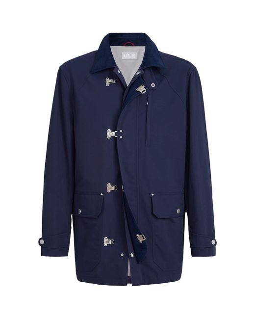 Brunello Cucinelli Blue Cotton-Blend Water-Resistant Jacket for men
