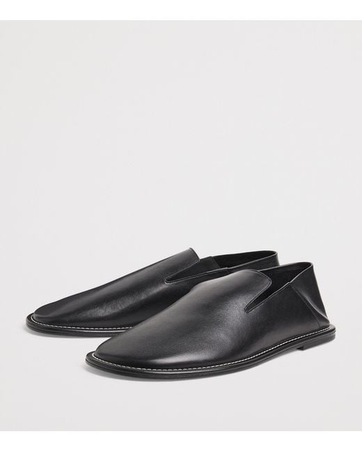 AMI Black Leather Slippers for men
